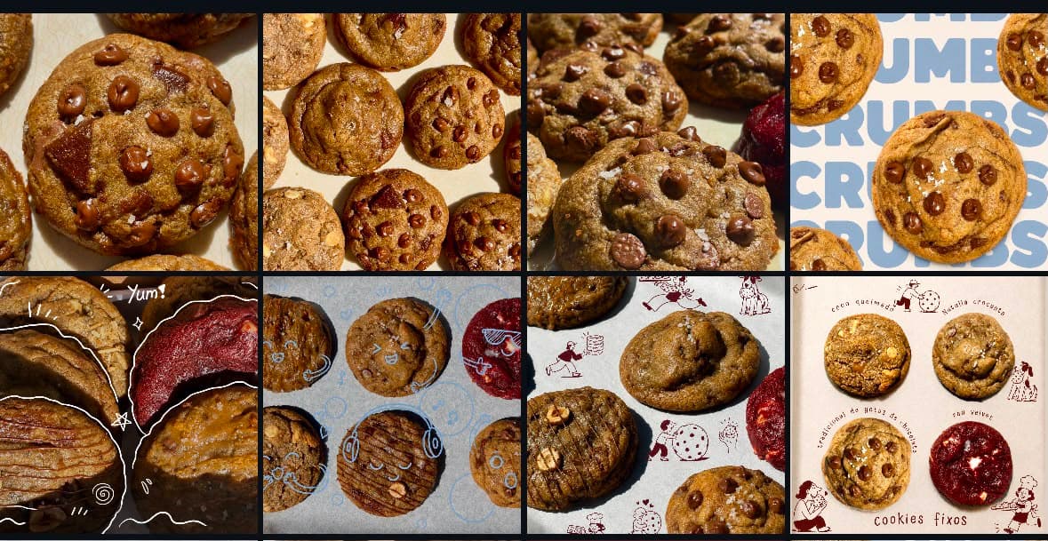 Campanha fotográfica com os cookies reais da Crumbs